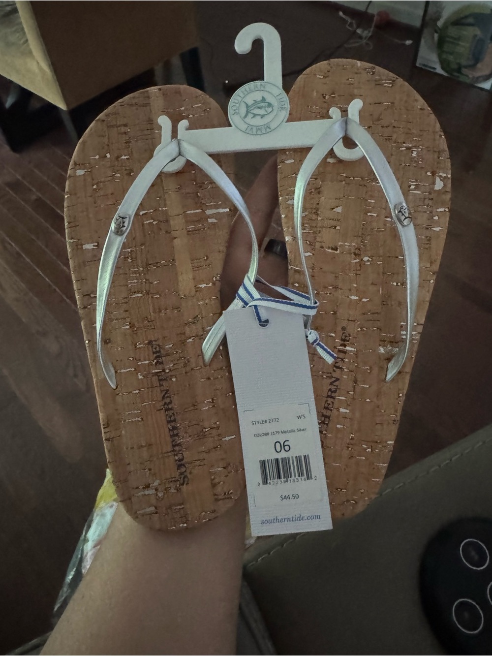 Southern Tide Silver-Strap Cork Footbed Sandals